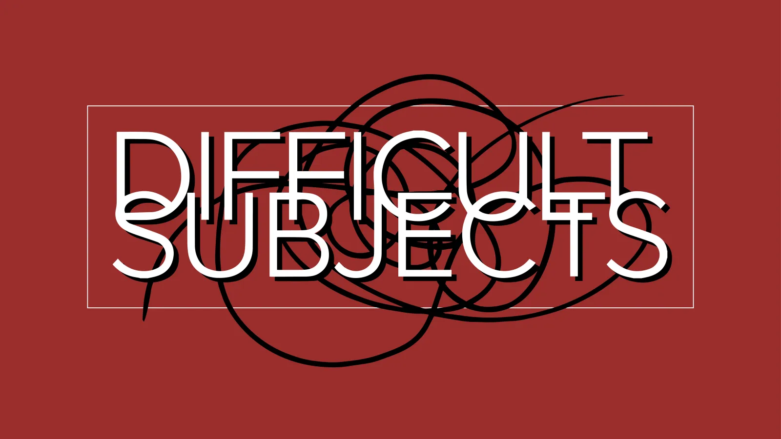 Red background with black squiggle