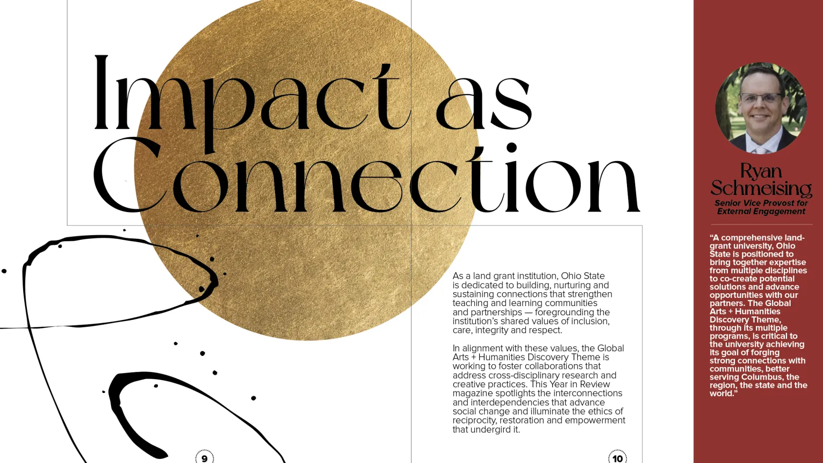 Editorial Spread with text "Impact as Connection"