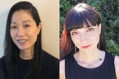 Side by side photos of two women